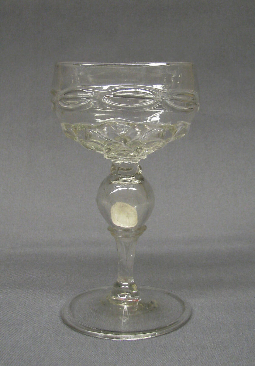 Wineglass, Glass, silver coin, French 