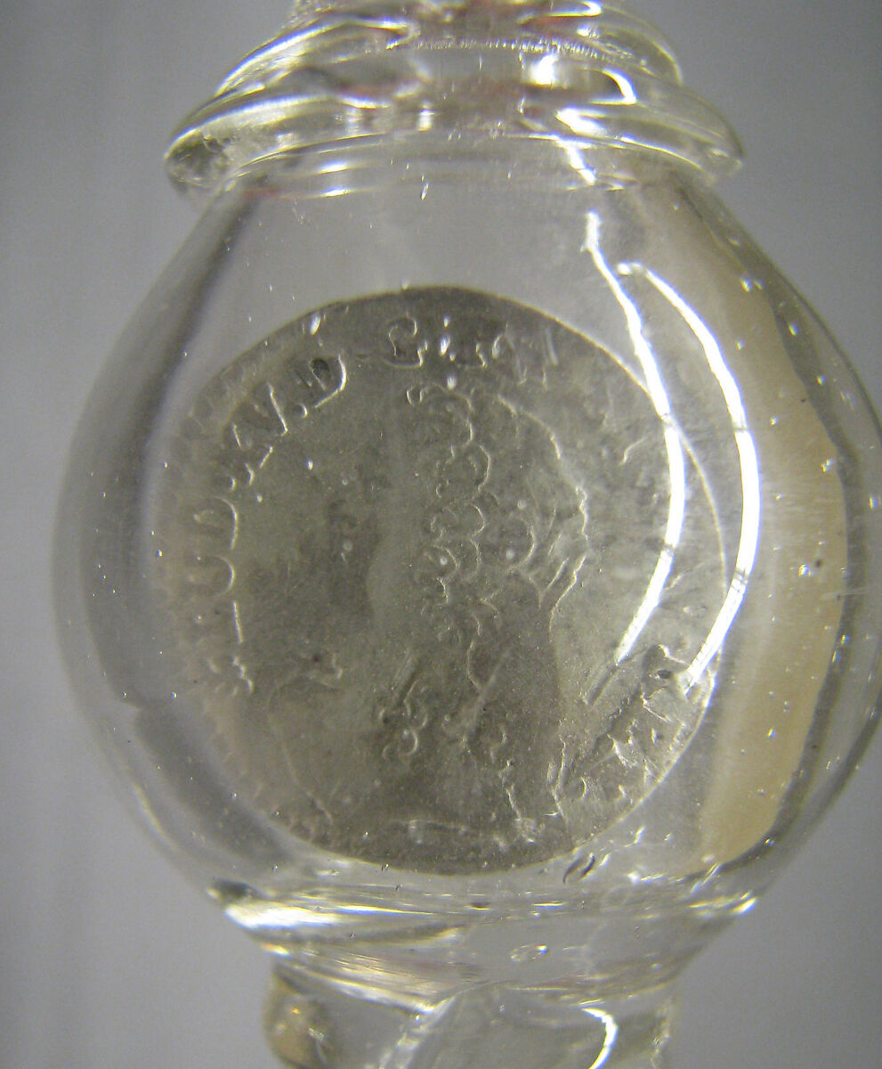 Wineglass, Glass, silver coin, French