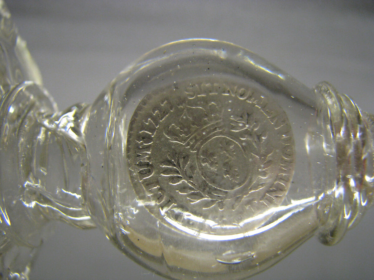 Wineglass, Glass, silver coin, French