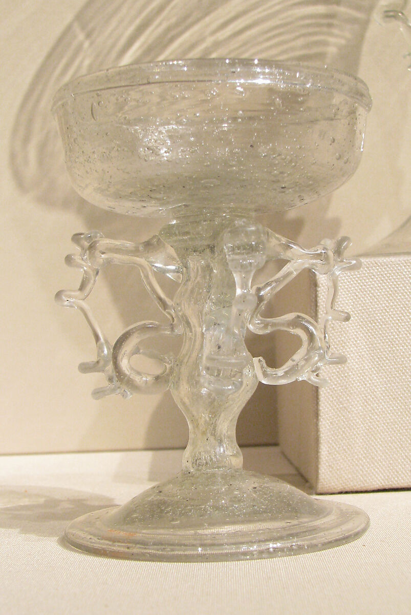 Saltcellar, Glass, Spanish, probably Valencia 