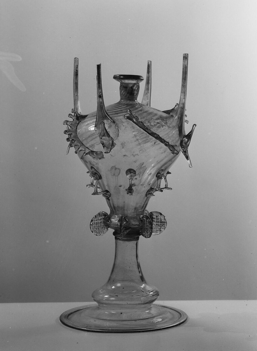 Rosewater sprinkler, Glass, Spanish, Catalonia 