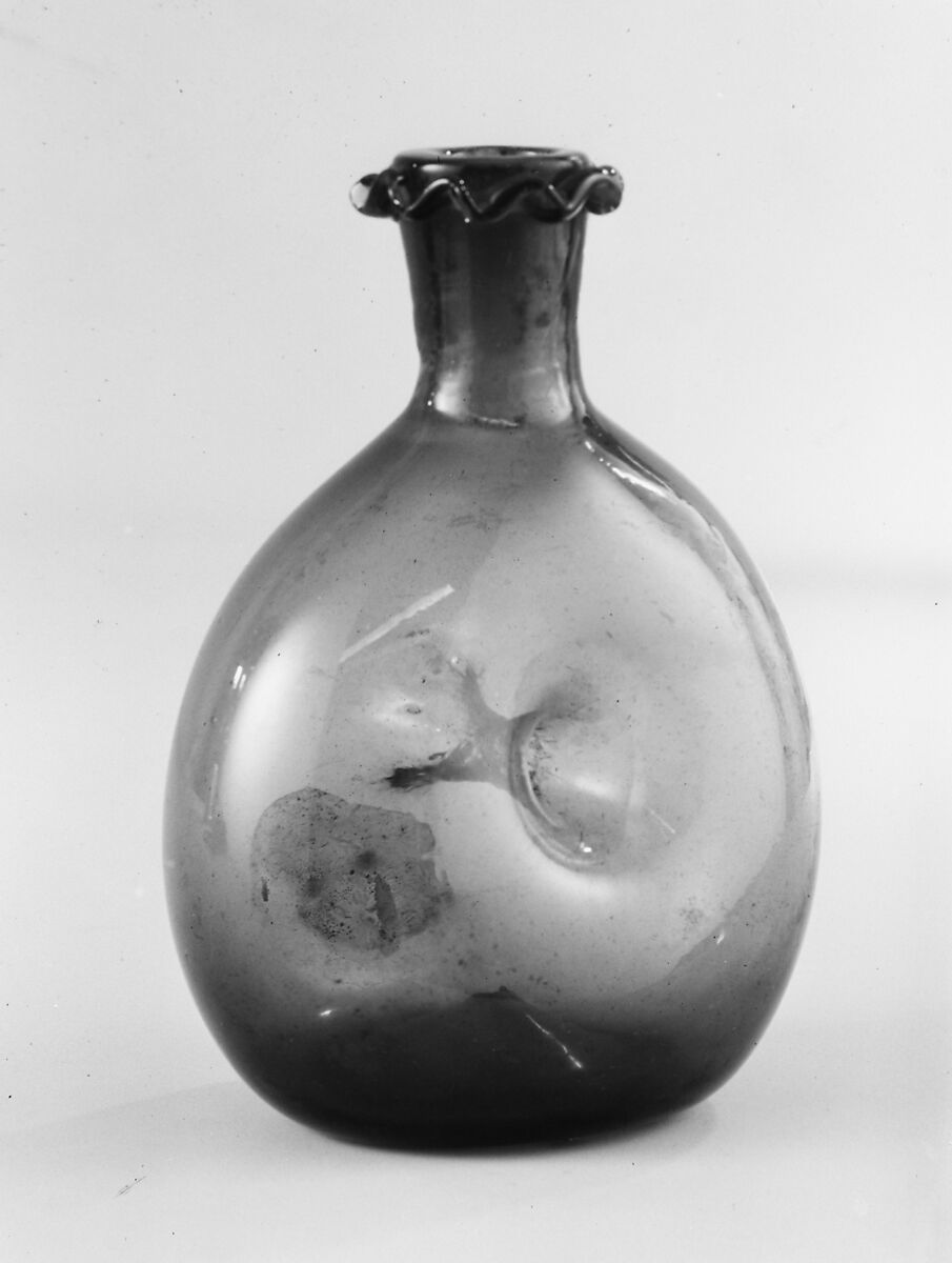 Pilgrim bottle, Glass, French, La Grésigne (Languedoc) 