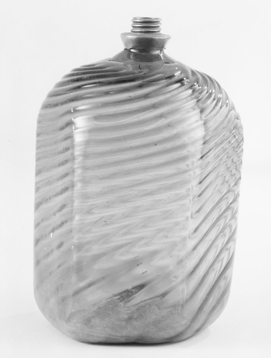 Bottle, Glass; pewter, possibly German 