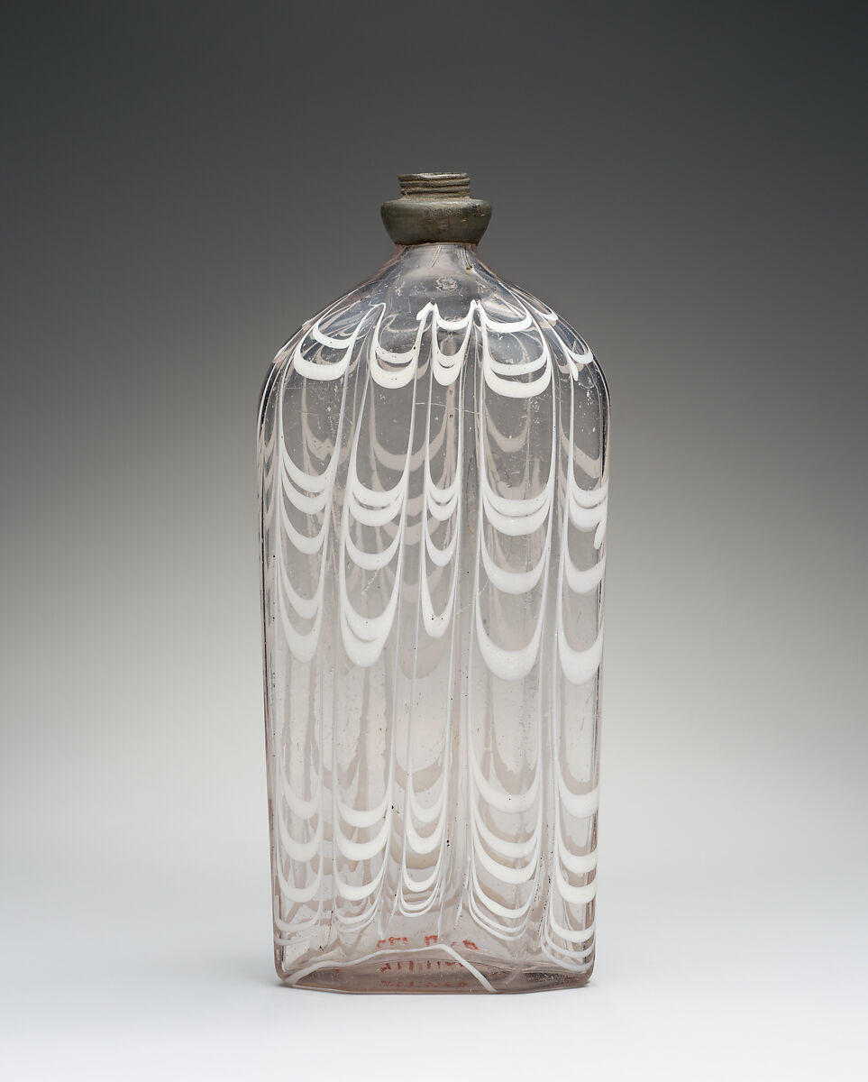 Bottle, Glass; pewter, probably German