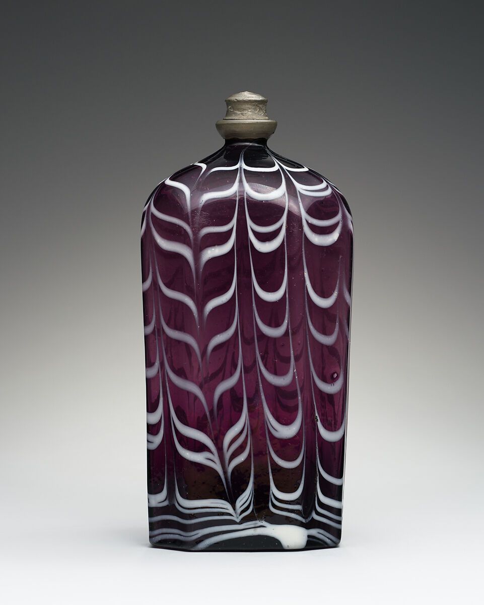 Bottle, Glass; pewter, probably German