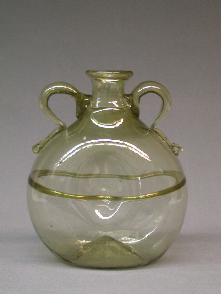 Pilgrim bottle, Glass, Spanish 