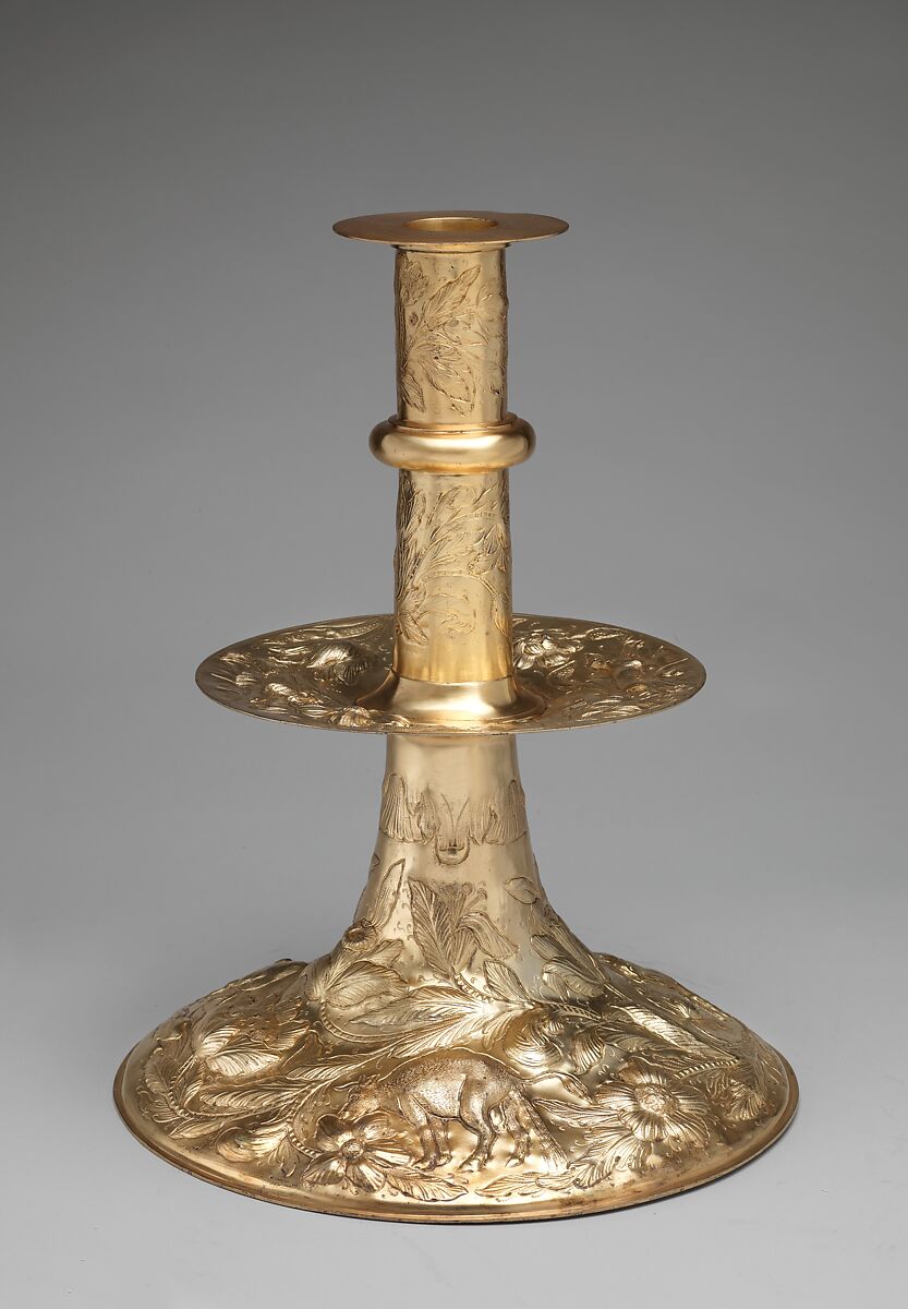 Candlestick, Elkington &amp; Co. (British, Birmingham, 1829–1963), Silver on base metal, British, Birmingham, after British, London original 