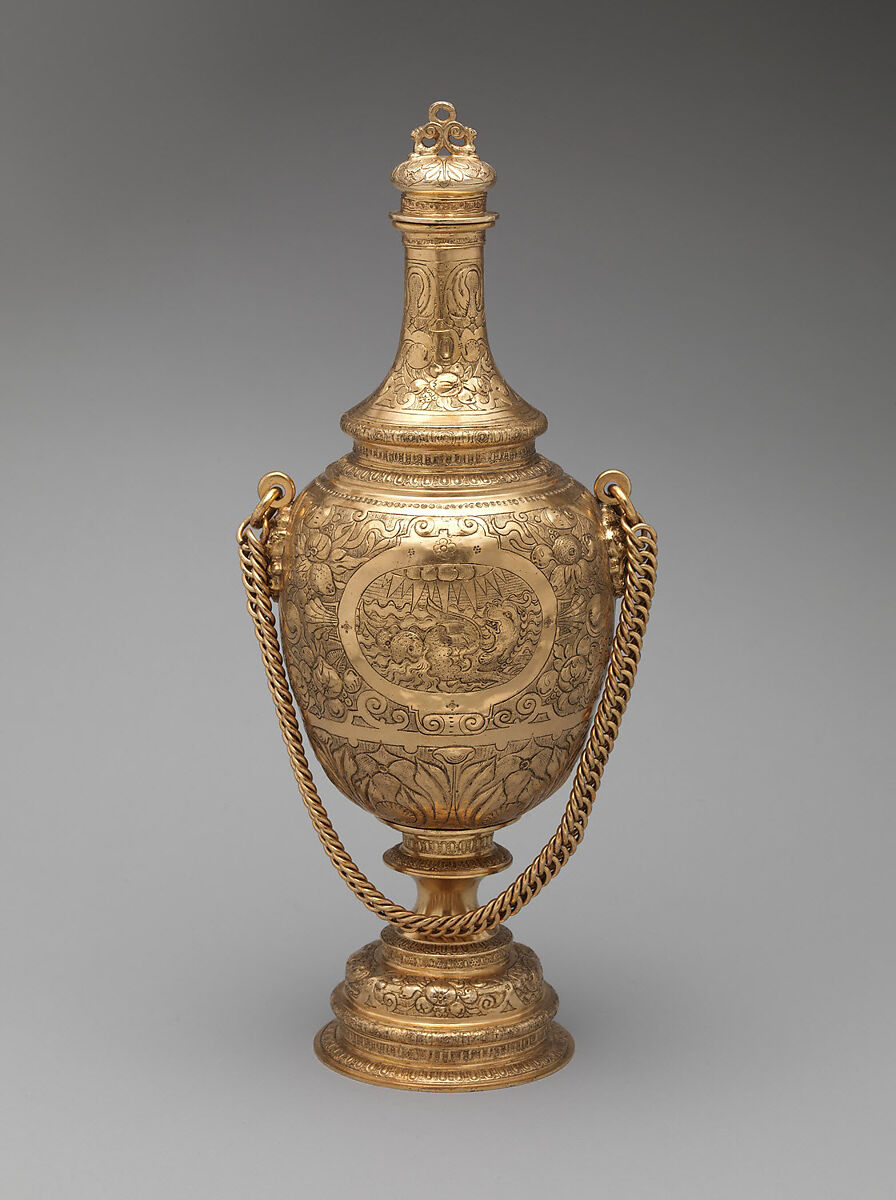 Flask or flacon, Elkington &amp; Co. (British, Birmingham, 1829–1963), Electroformed copper, gilt, British, Birmingham, after British, London original 