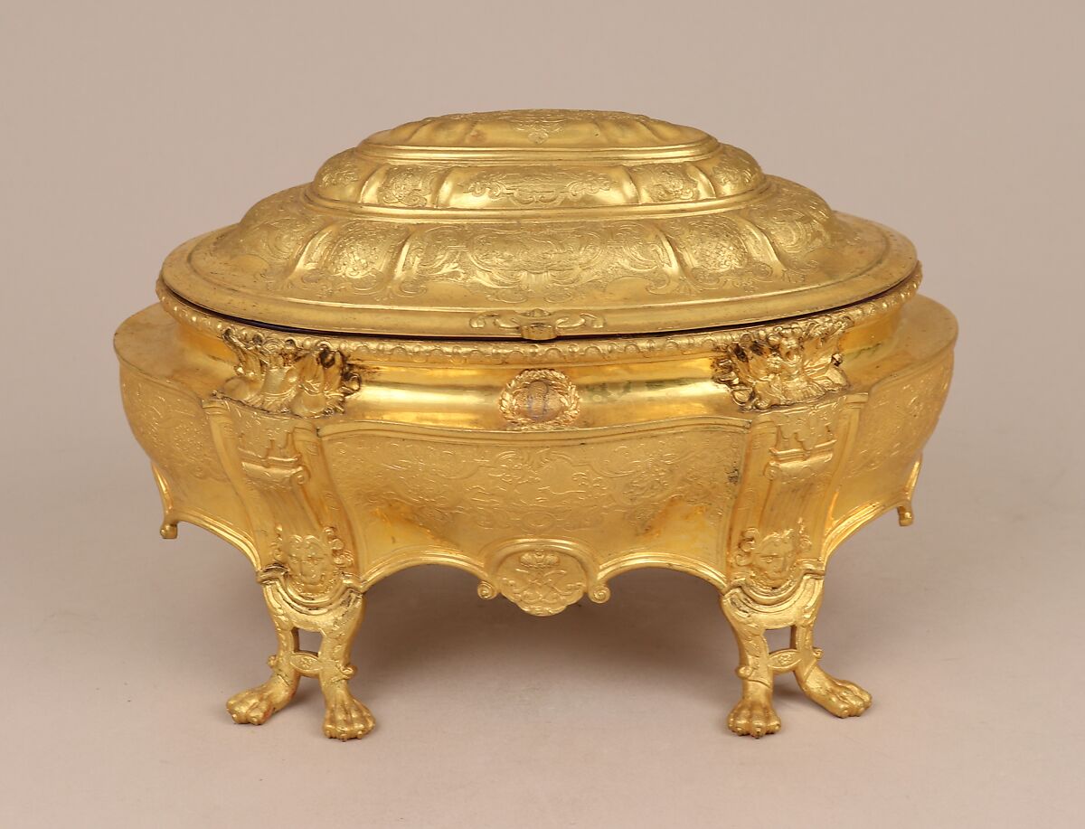 Casket, After an original by Johann Ludwig Biller (1692–1746), Gold, British, Birmingham, after German, Augsburg original 