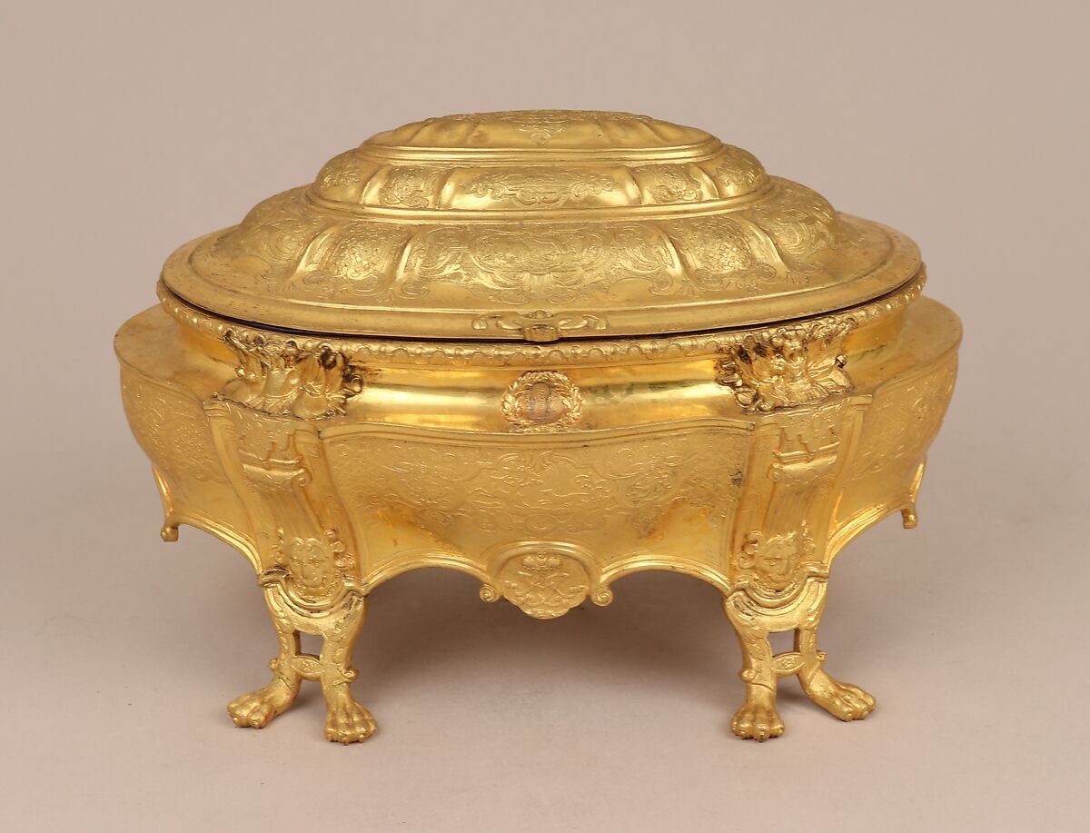 Casket, After an original by Johann Ludwig II Biller (German, 1692–1746), Gold, British, Birmingham, after German, Augsburg original