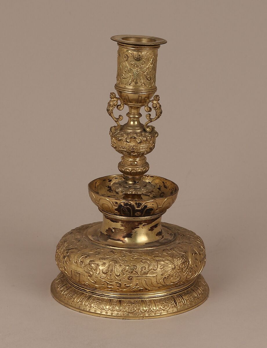 Candlestick, Silver on base metal, British, after Russian original 