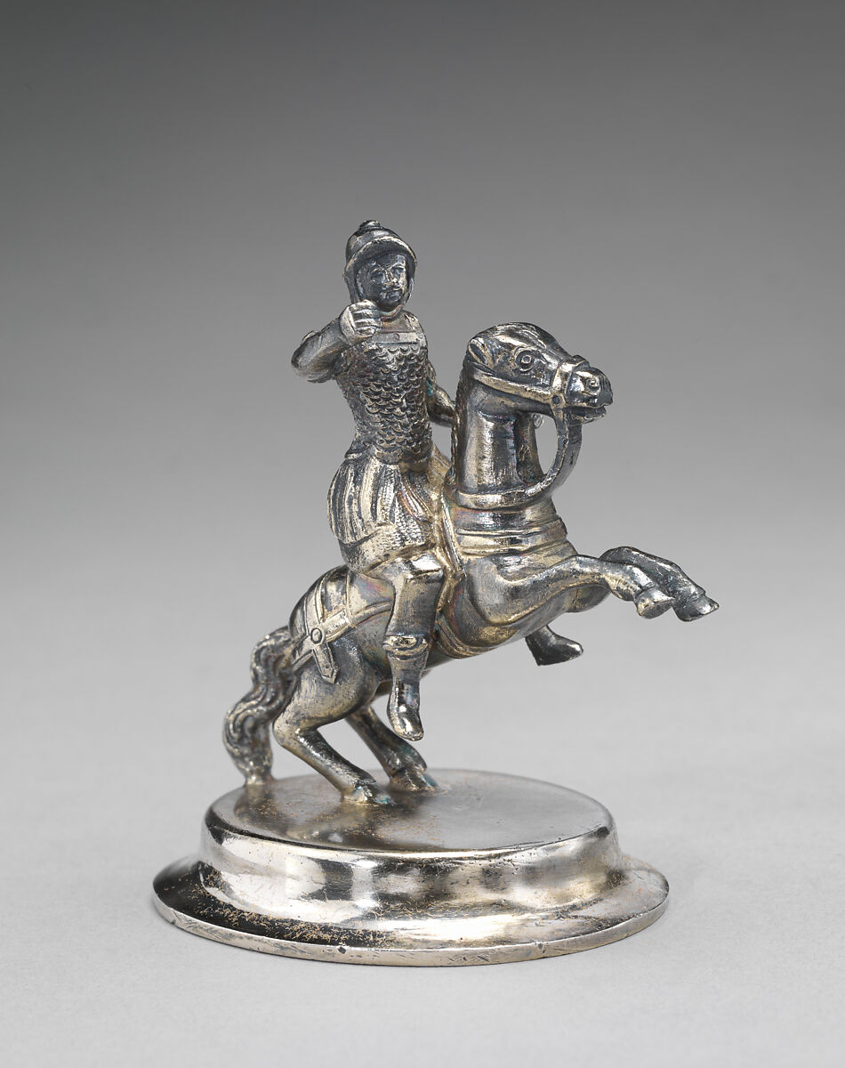 Chessman (Knight), Elkington &amp; Co. (British, Birmingham, 1829–1963), Silver-gilt, British, Birmingham, after German original 