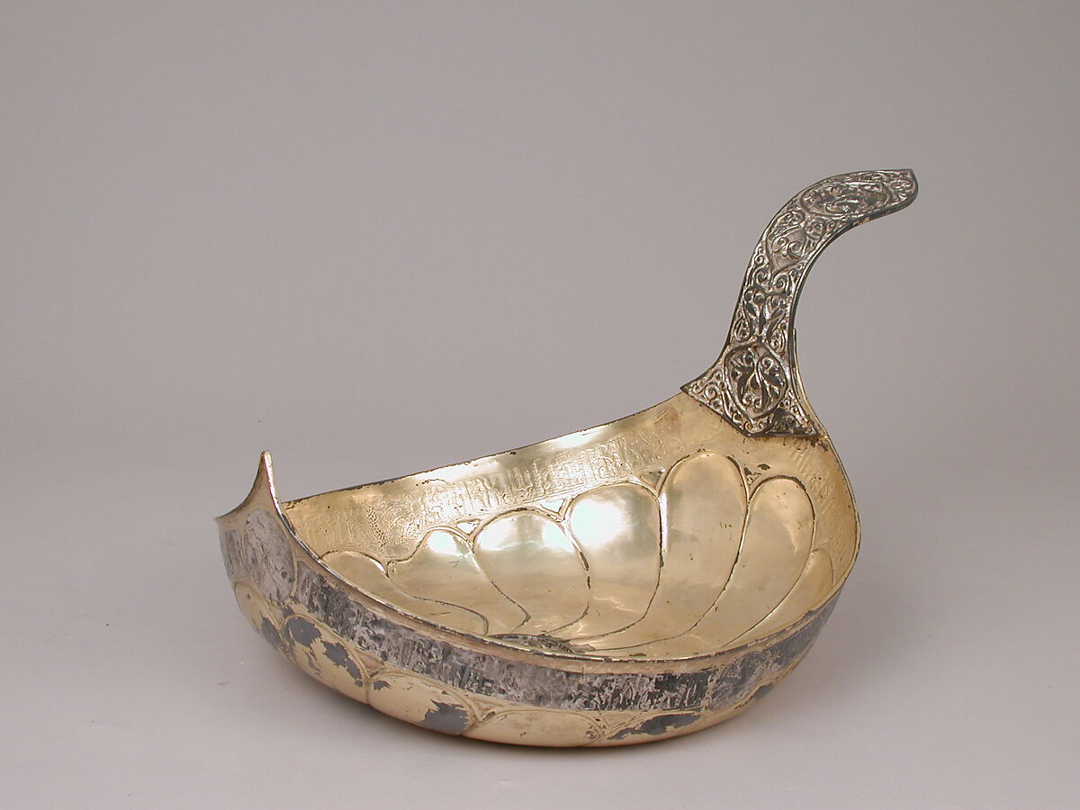 Ladle (Puisoir), Silver, parcel gilt, British, after Russian original 