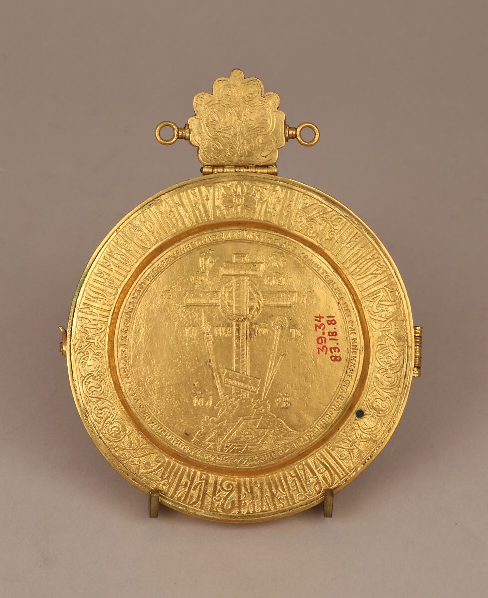 Panagia or pyx, Silver gilt and enamel, British, after Russian original