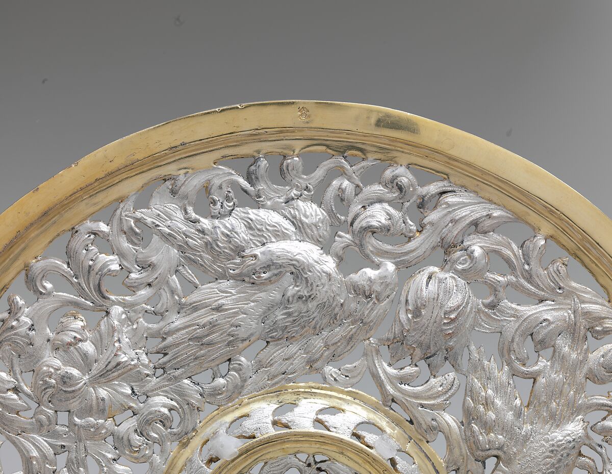Basin with tray, Elkington &amp; Co. (British, Birmingham, 1829–1963), Silver on base metal, partly gilt, British, Birmingham, after Moldovan original