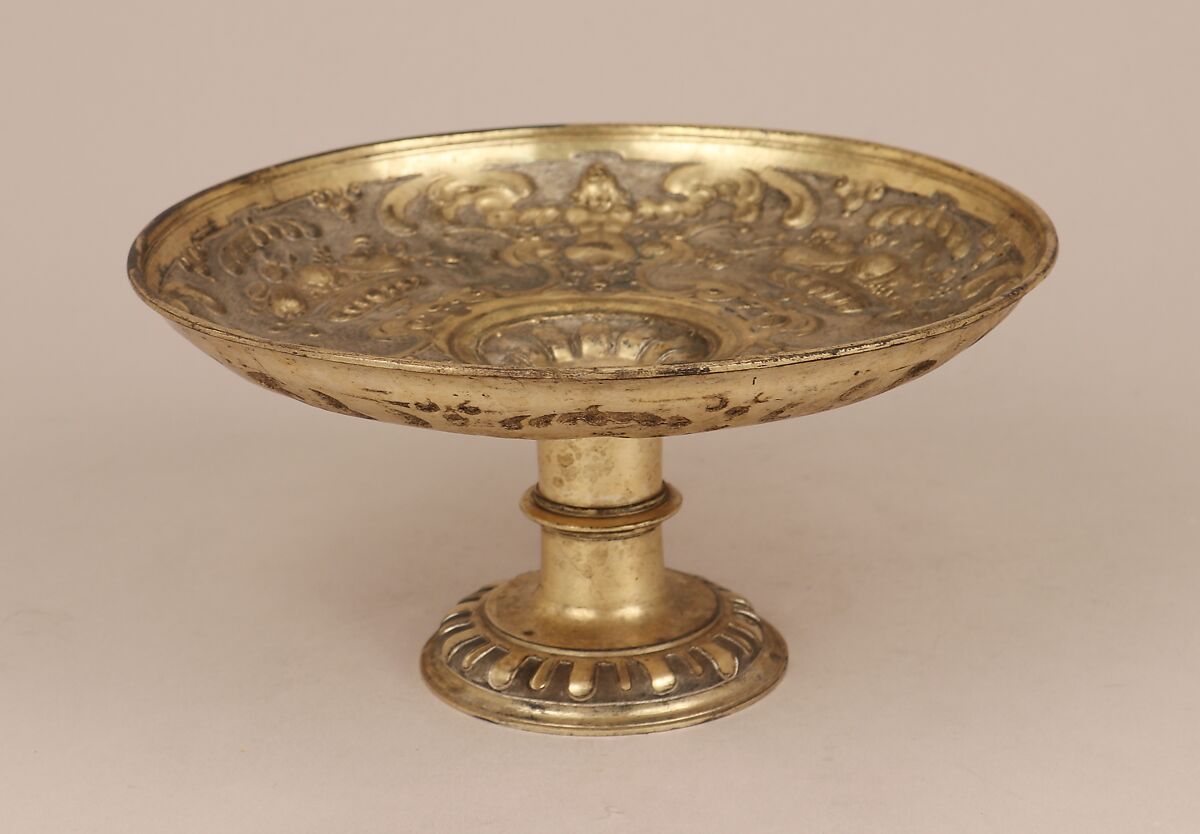 Tazza, Silver on base metal, parcel gilt, British, after German, Augsburg original 