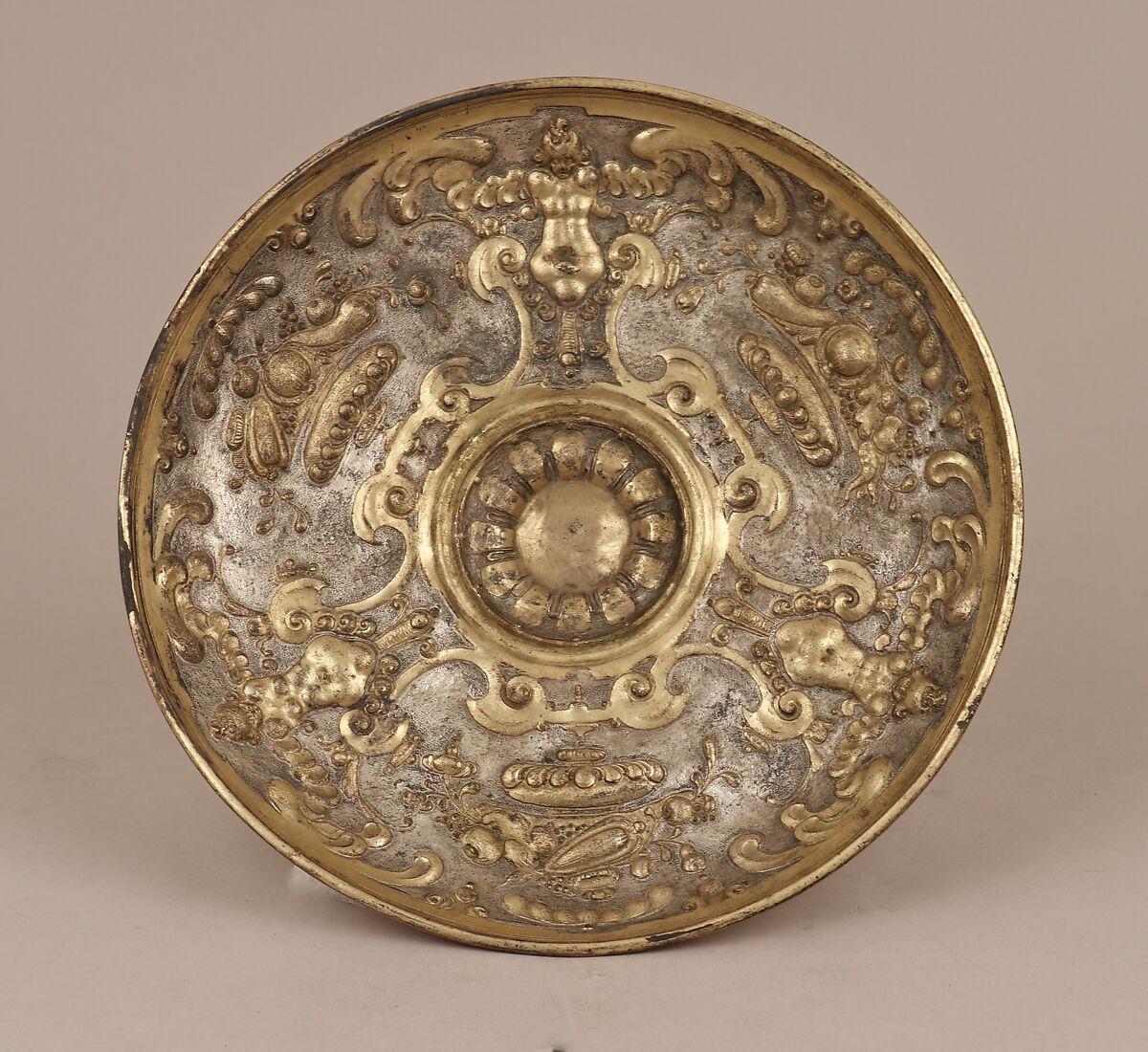 Tazza, Silver on base metal, parcel gilt, British, after German, Augsburg original