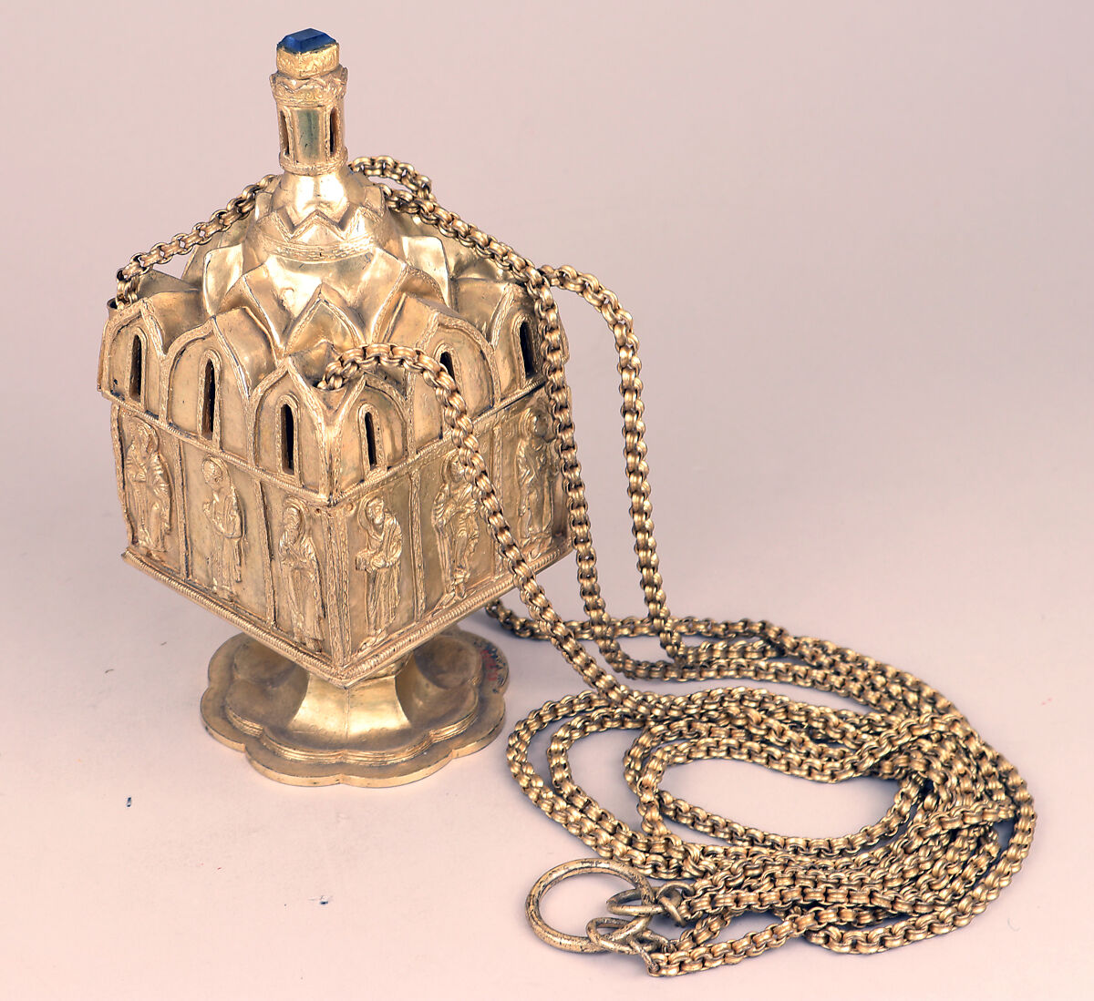 Censer with chain, Silver on base metal, British, after Russian original 
