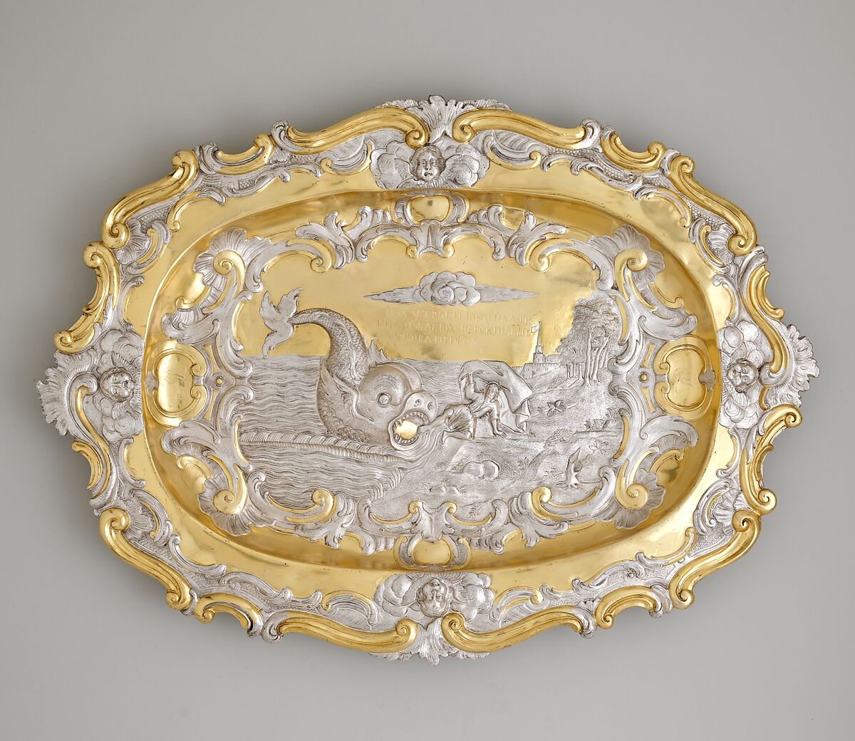 Salver, Elkington &amp; Co. (British, Birmingham, 1829–1963), Silver, parcel gilt, British, Birmingham, after Russian, St. Petersburg original 