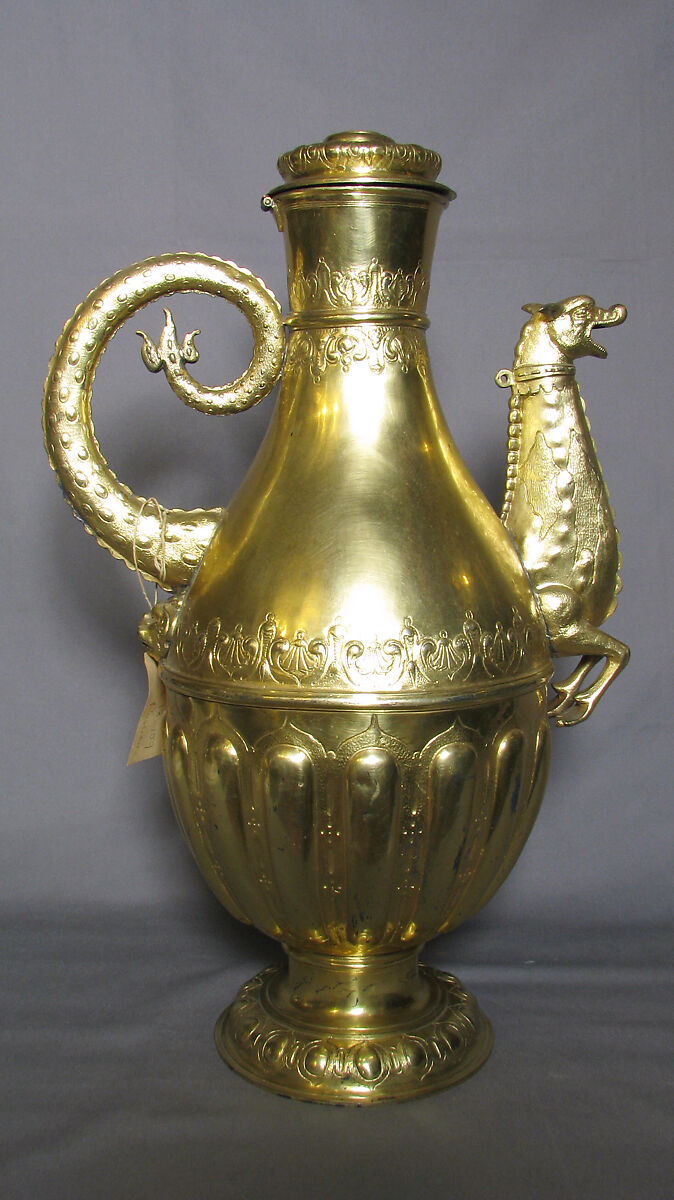 Flagon with cover, Silver-gilt, British, after Russian original 