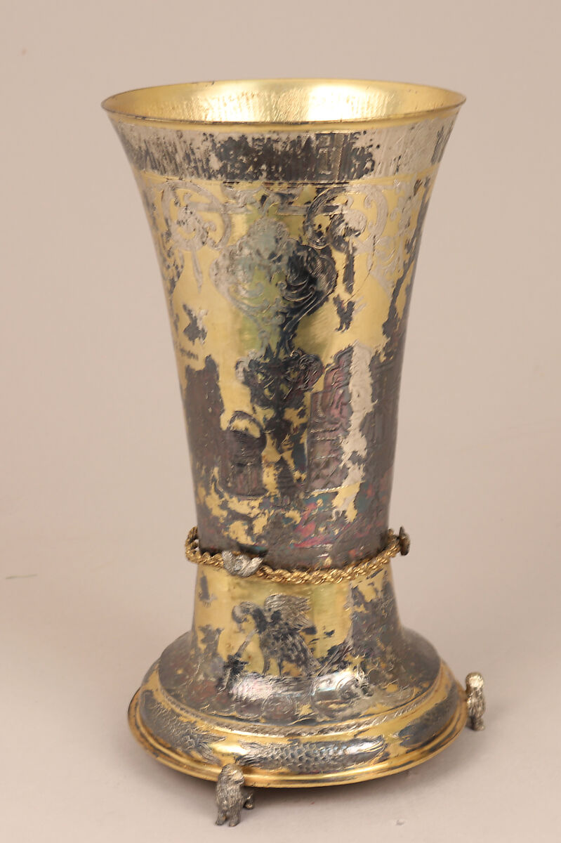 Beaker, Silver, parcel gilt, British, after Russian original 