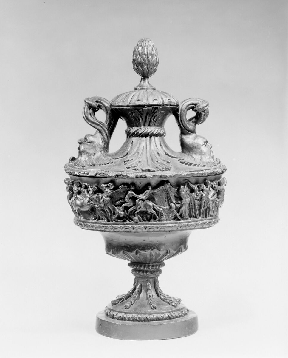 Vase with cover, Wood, British, after Italian original