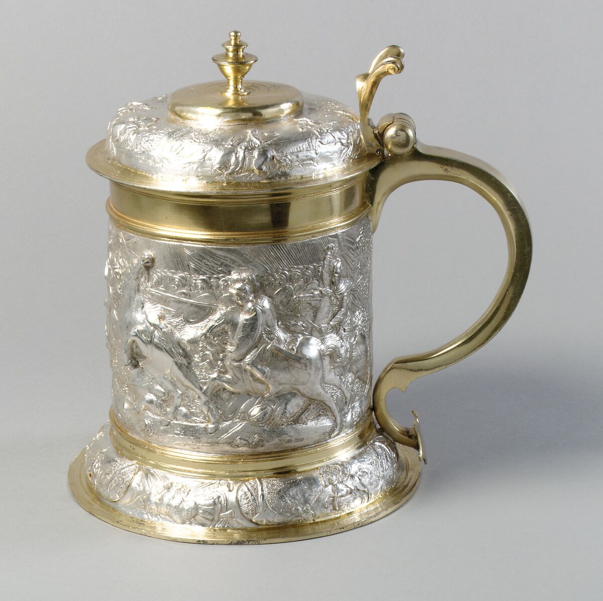 Tankard, Silver on base metal, British, after German original 