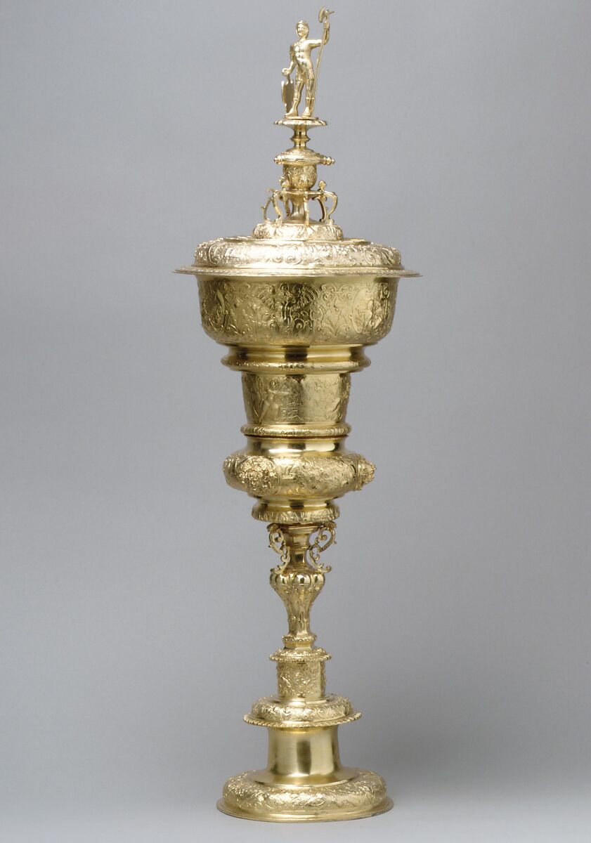 Standing cup with cover (Hanap), Silver on base metal, British, after Polish original 