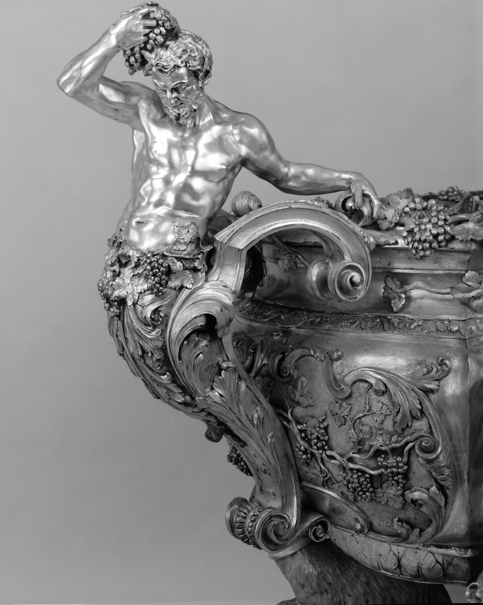 Wine cistern, After an original by Charles Frederich Kandler (active 1735, died 1778), Silver on base metal (copper and brass), British, Birmingham, after British, London original