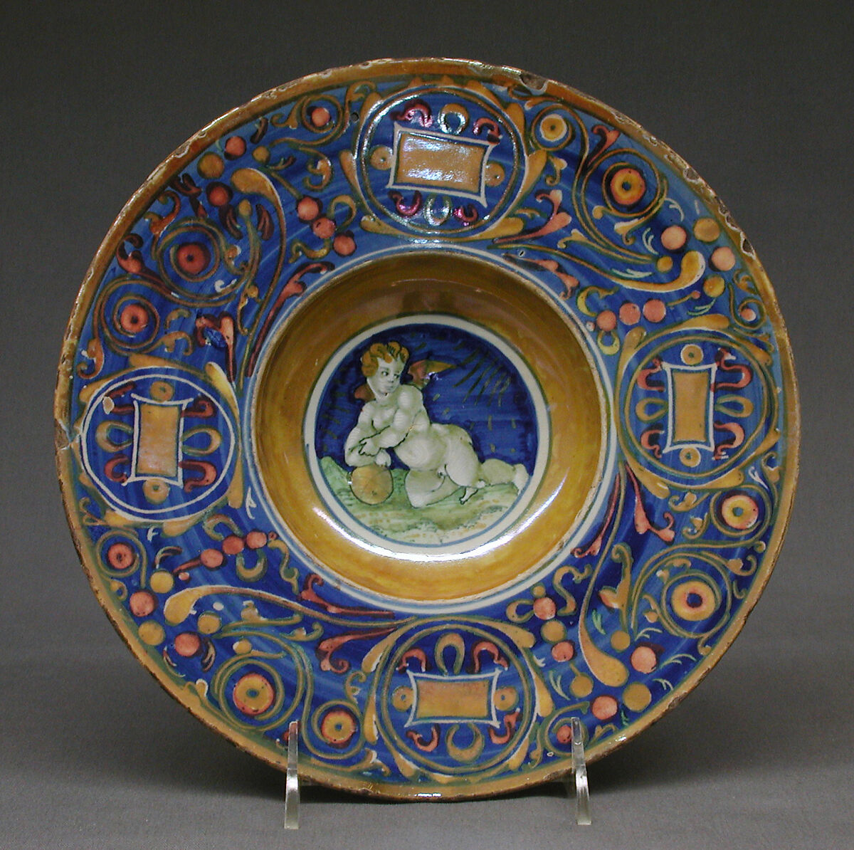 Plate, Style of Maestro Giorgio Andreoli (Italian (Gubbio), active first half of 16th century), Maiolica (tin-glazed earthenware), lustered, Italian, Gubbio 