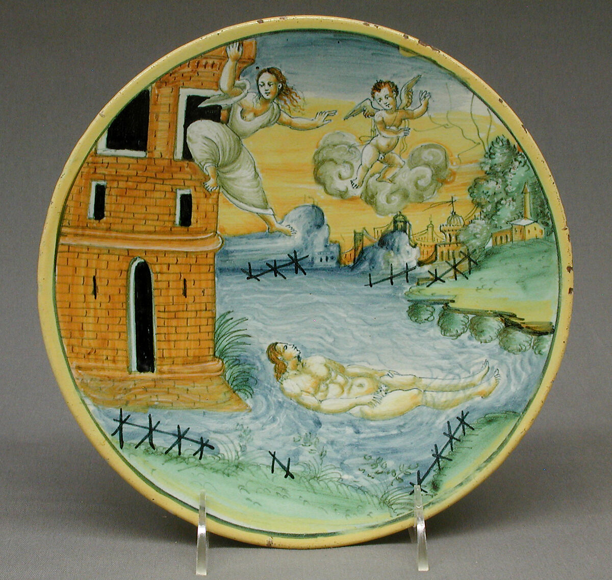 Dish, Maiolica (tin-glazed earthenware), Italian, Urbino 