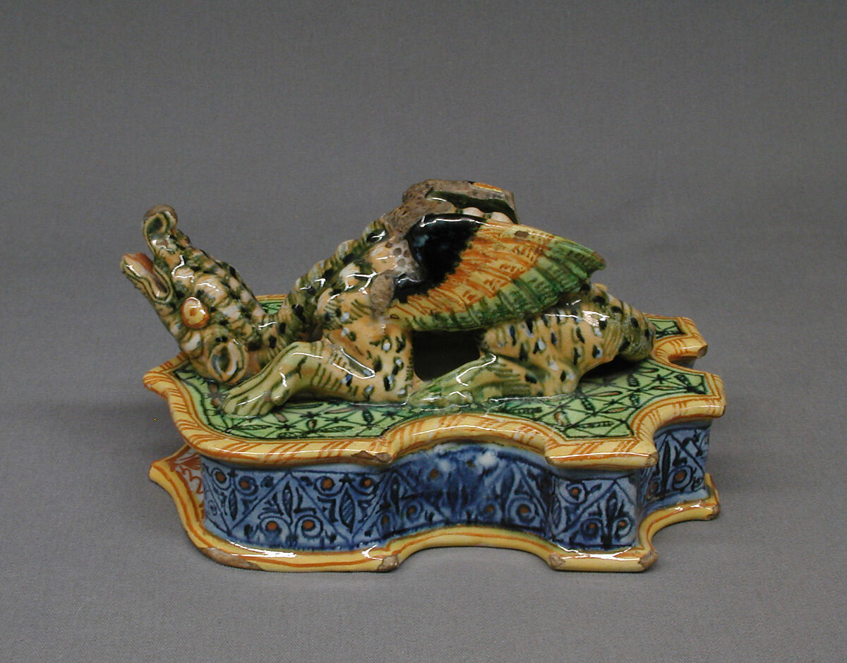 Inkstand, Maiolica (tin-glazed earthenware), Italian, Urbino 