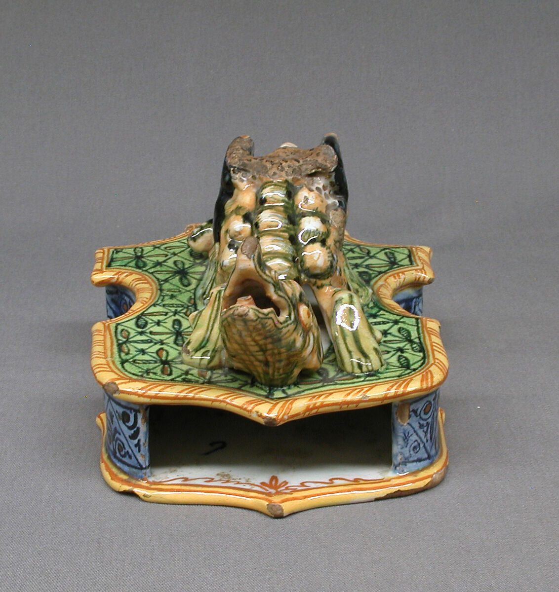 Inkstand, Maiolica (tin-glazed earthenware), Italian, Urbino