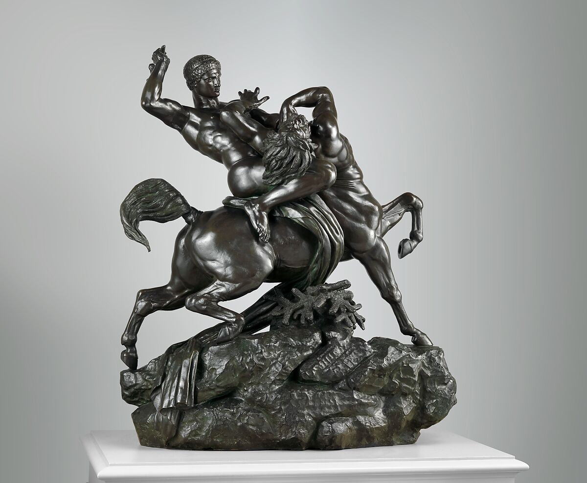 Theseus Fighting the Centaur Bianor, Antoine-Louis Barye (French, Paris 1795–1875 Paris), Bronze, French, Paris 