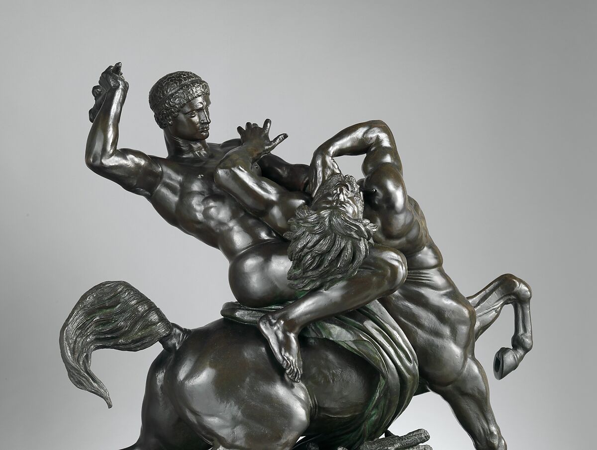 Theseus Fighting the Centaur Bianor, Antoine-Louis Barye (French, Paris 1795–1875 Paris), Bronze, French, Paris