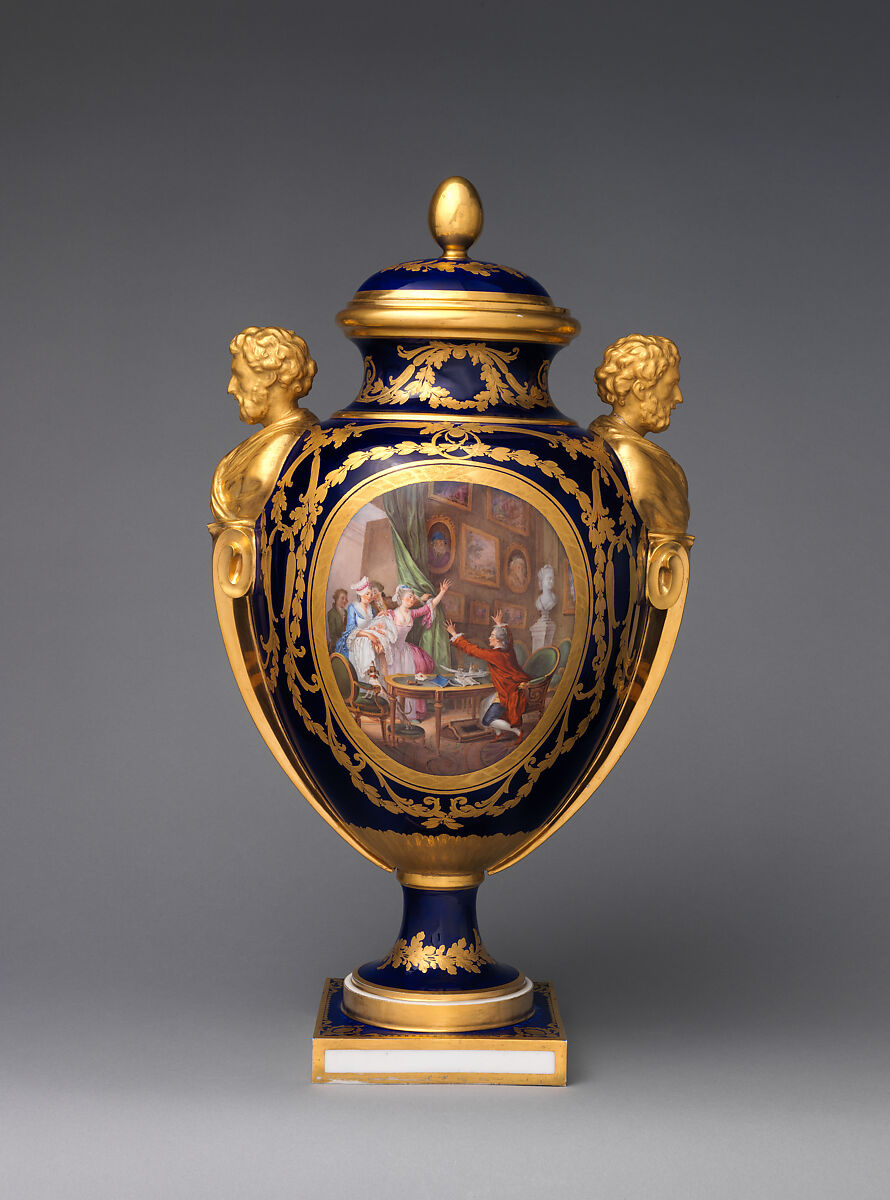 Vase with cover (vase des âges) (one of a pair), Sèvres Manufactory (French, 1740–present), Soft-paste porcelain, French, Sèvres 