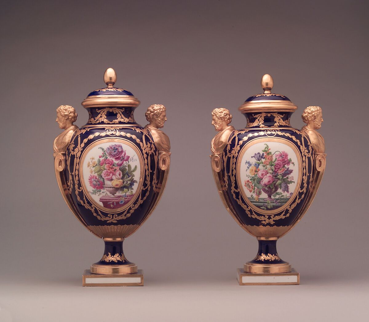 Vase with cover (vase des âges) (one of a pair), Sèvres Manufactory (French, 1740–present), Soft-paste porcelain, French, Sèvres