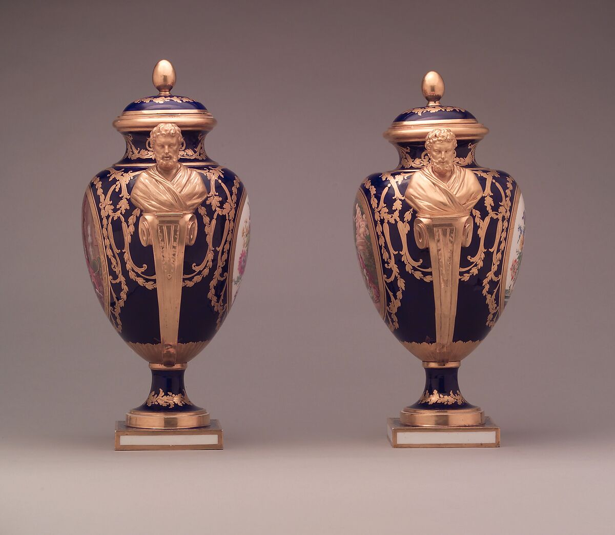 Vase with cover (vase des âges) (one of a pair), Sèvres Manufactory (French, 1740–present), Soft-paste porcelain, French, Sèvres