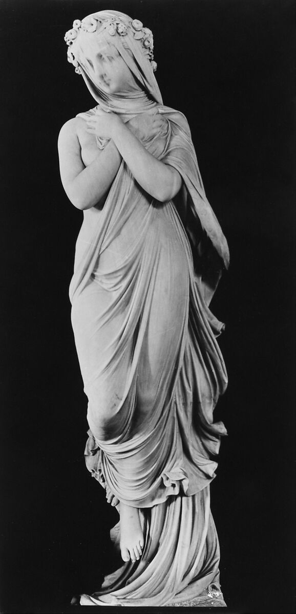 The Veiled Woman, Rafaello Monti (1818–1881), Marble, Italian 