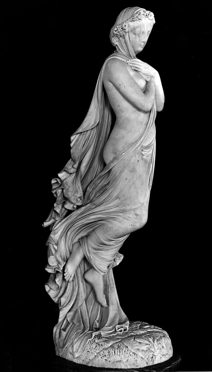 The Veiled Woman, Rafaello Monti (1818–1881), Marble, Italian
