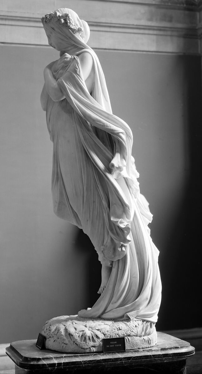 The Veiled Woman, Rafaello Monti (1818–1881), Marble, Italian