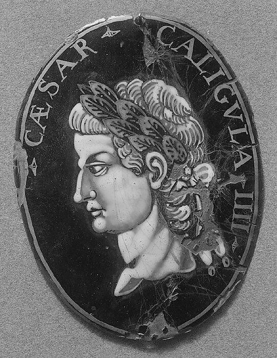 Emperor Caligula, Painted enamel on copper, partly gilt, French, Limoges 