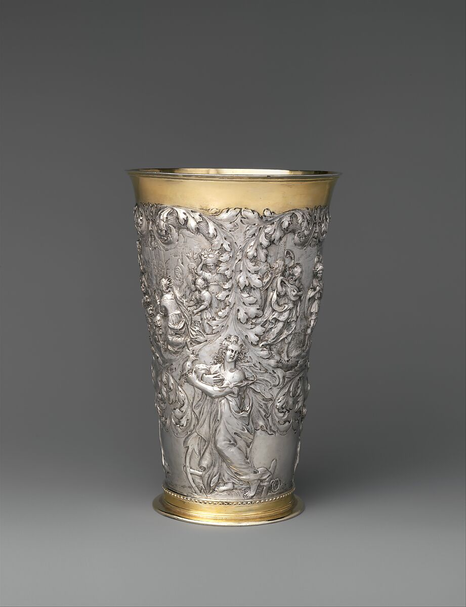 Beaker, Daniel Sigmund Dockler the Younger (1667–1753, master 1696), Silver, partly gilded, German, Nuremberg 