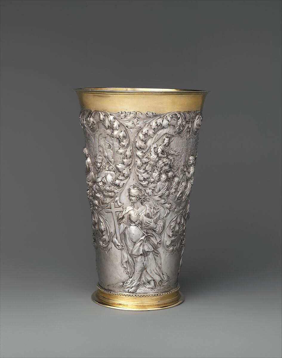 Beaker, Daniel Sigmund Dockler the Younger (1667–1753, master 1696), Silver, partly gilded, German, Nuremberg