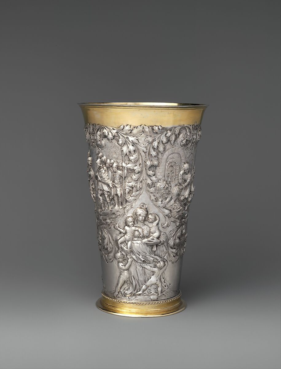 Beaker, Daniel Sigmund Dockler the Younger (1667–1753, master 1696), Silver, partly gilded, German, Nuremberg