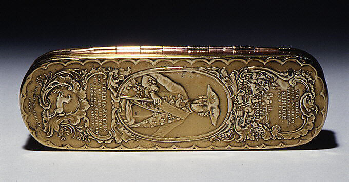 Tobacco box, Johann Heinrich Giese (1716–1761, active 1756), Brass, copper, German, Iserlohn 