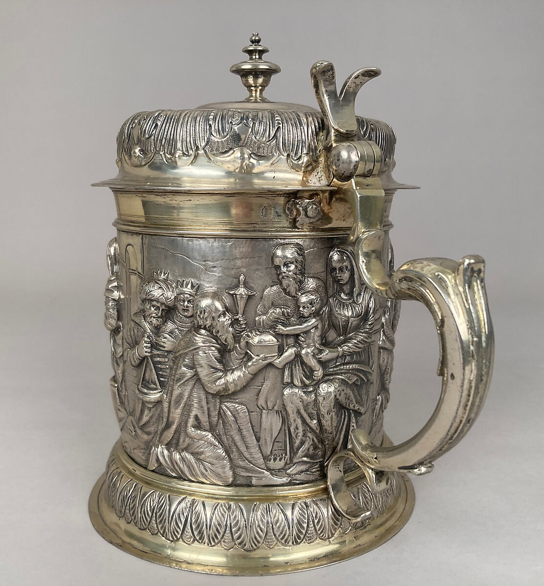 Tankard, Hans Jacob Mair (ca. 1641–1719), Silver gilt, German, Augsburg