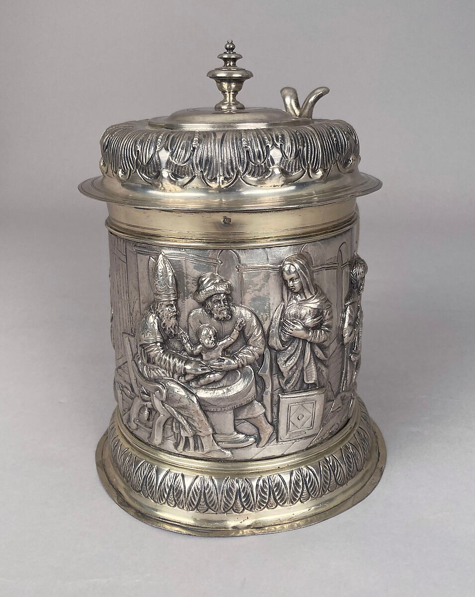 Tankard, Hans Jacob Mair (ca. 1641–1719), Silver gilt, German, Augsburg