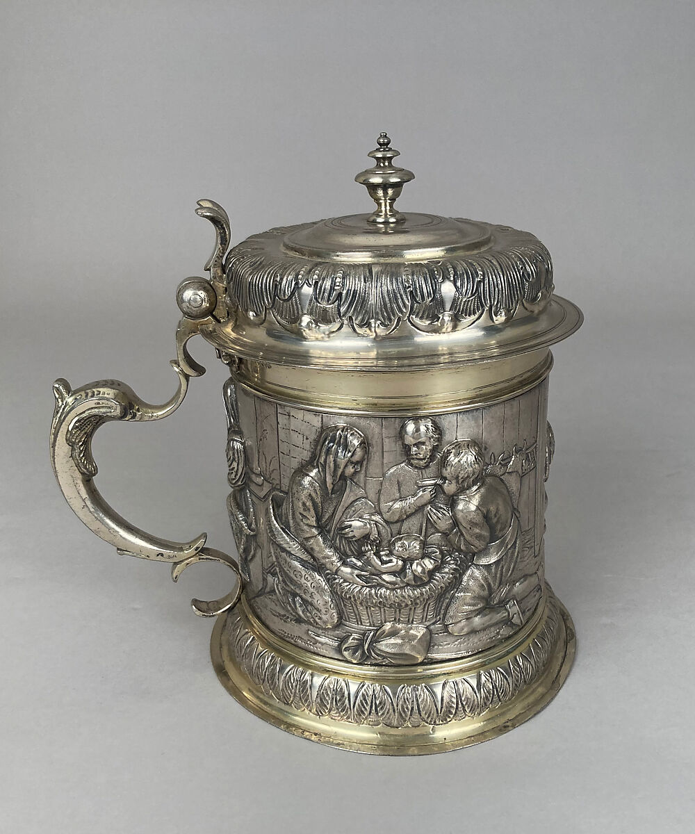 Tankard, Hans Jacob Mair (ca. 1641–1719), Silver gilt, German, Augsburg