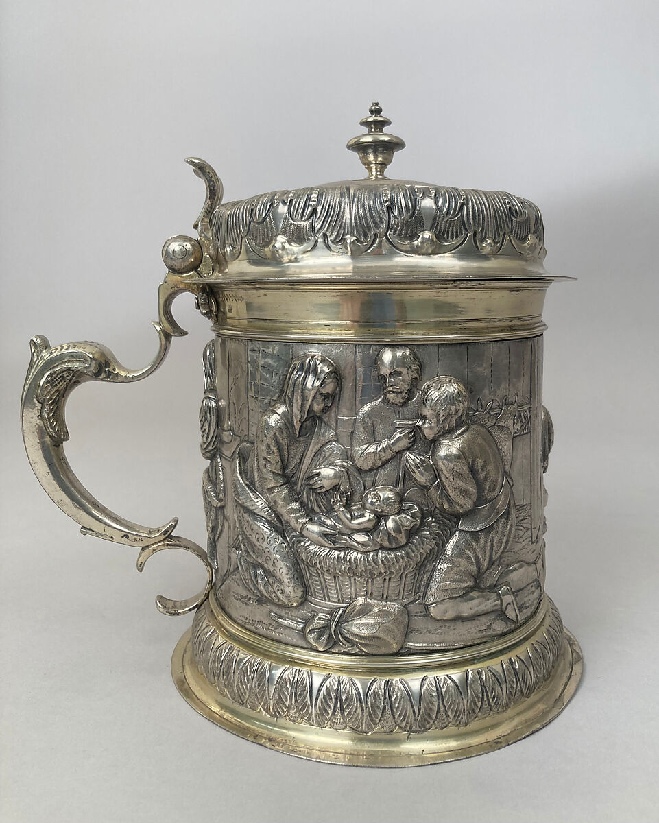 Tankard, Hans Jacob Mair (ca. 1641–1719), Silver gilt, German, Augsburg 